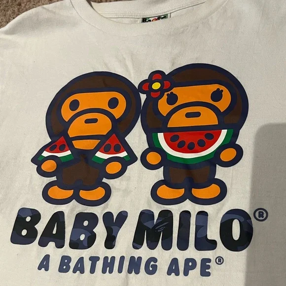 a bathing ape baby milo lisa tシャツ A BATHING APE® Kids Baby Milo & Lisa Skate Ls Tee | Bape